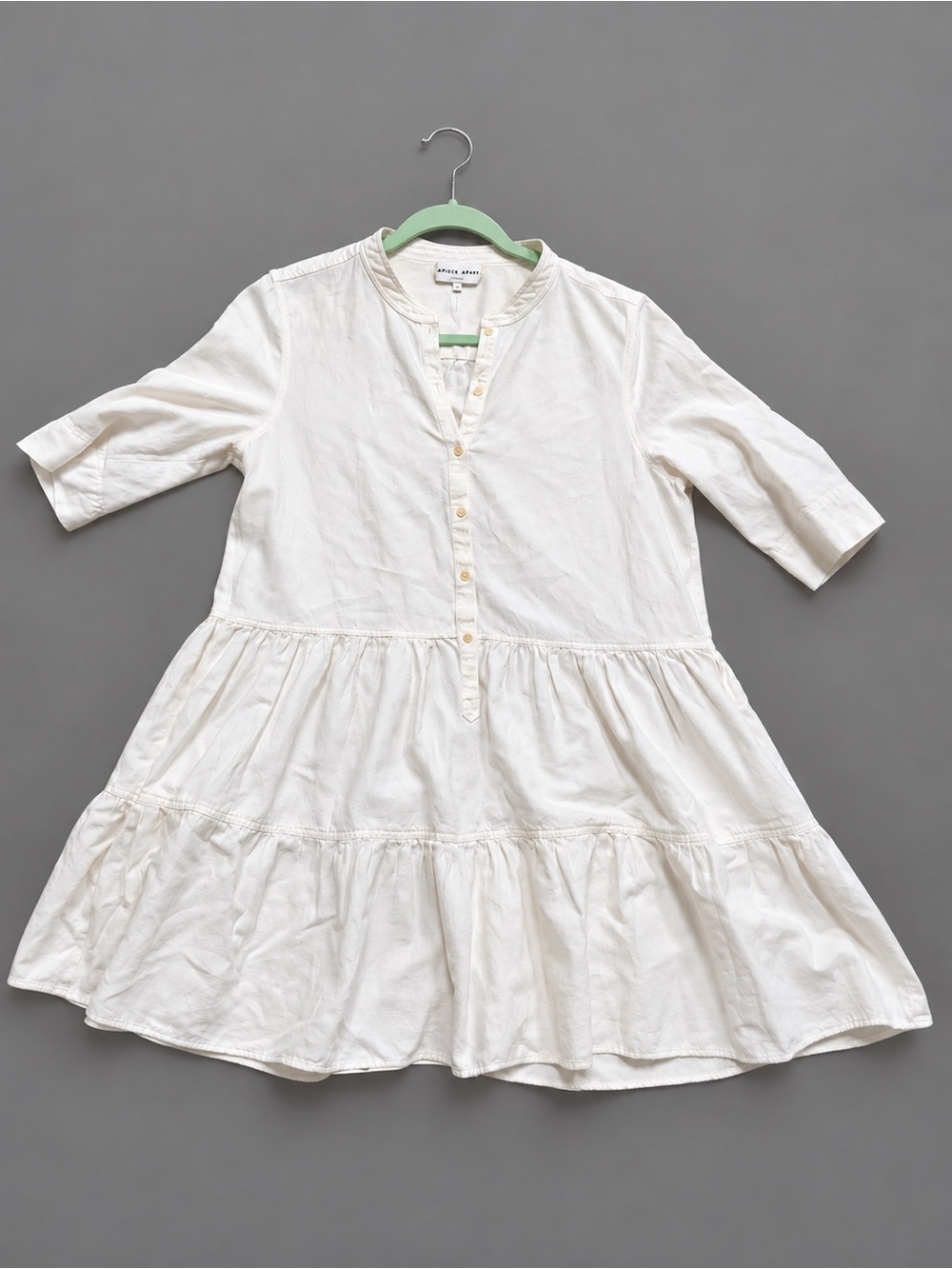 APIECE APART - White Tiered Button-Front Dress